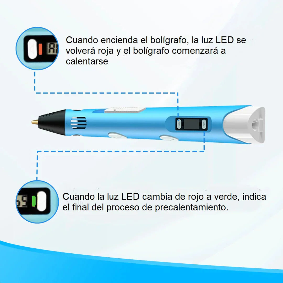 Bolígrafo 3D Inteligente con Pantalla LED: Creá Figuras Tridimensionales