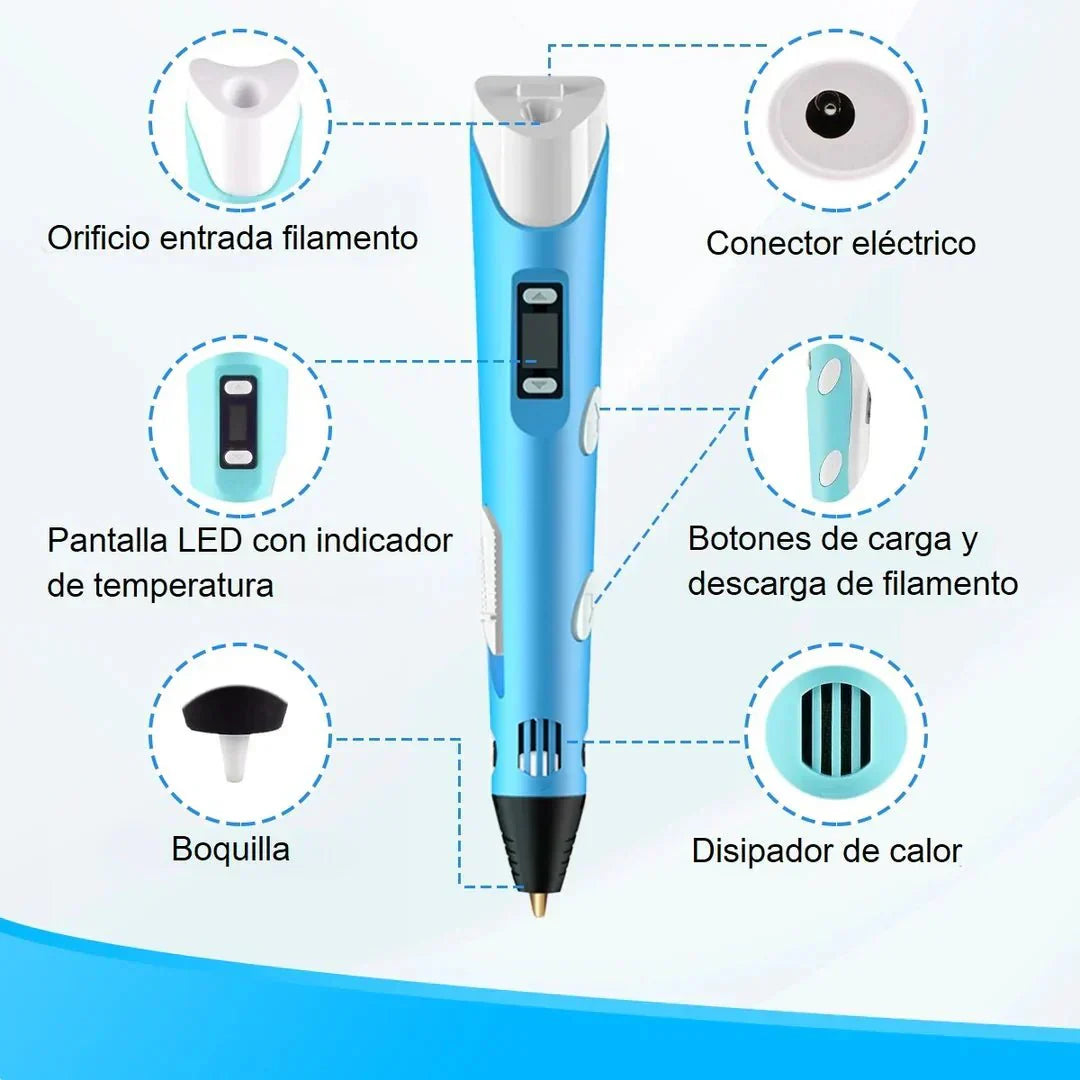 Bolígrafo 3D Inteligente con Pantalla LED: Creá Figuras Tridimensionales